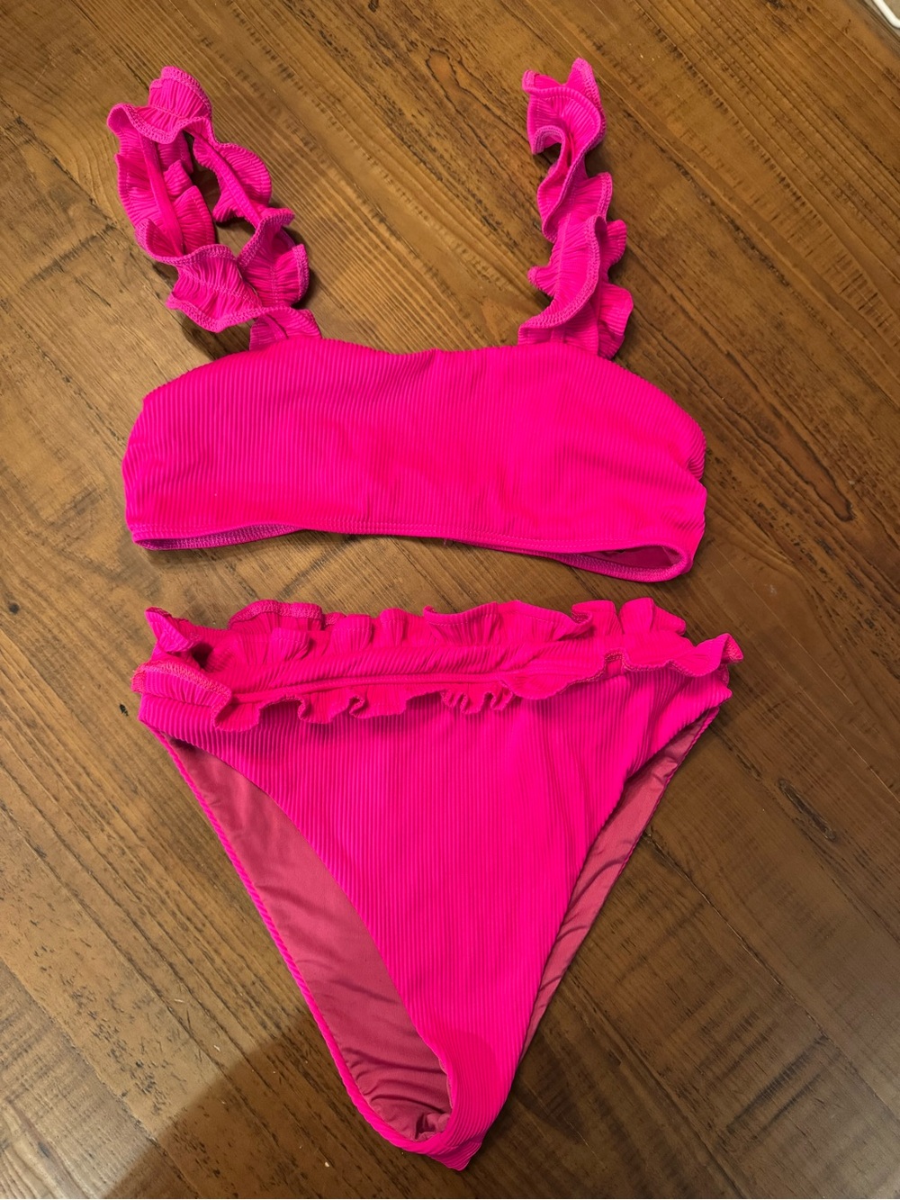 Beach Riot Pink Ruffle Bikini